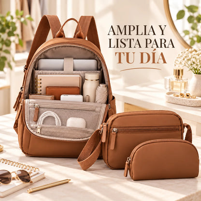 Set Bella Chic™ 3 en 1 | Mochila + Bolsa + Estuche [ÚLTIMAS UNIDADES]