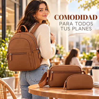 Set Bella Chic™ 3 en 1 | Mochila + Bolsa + Estuche [ÚLTIMAS UNIDADES]