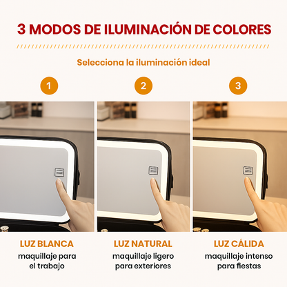Estuche Luminaire Pro – Espejo LED de Belleza