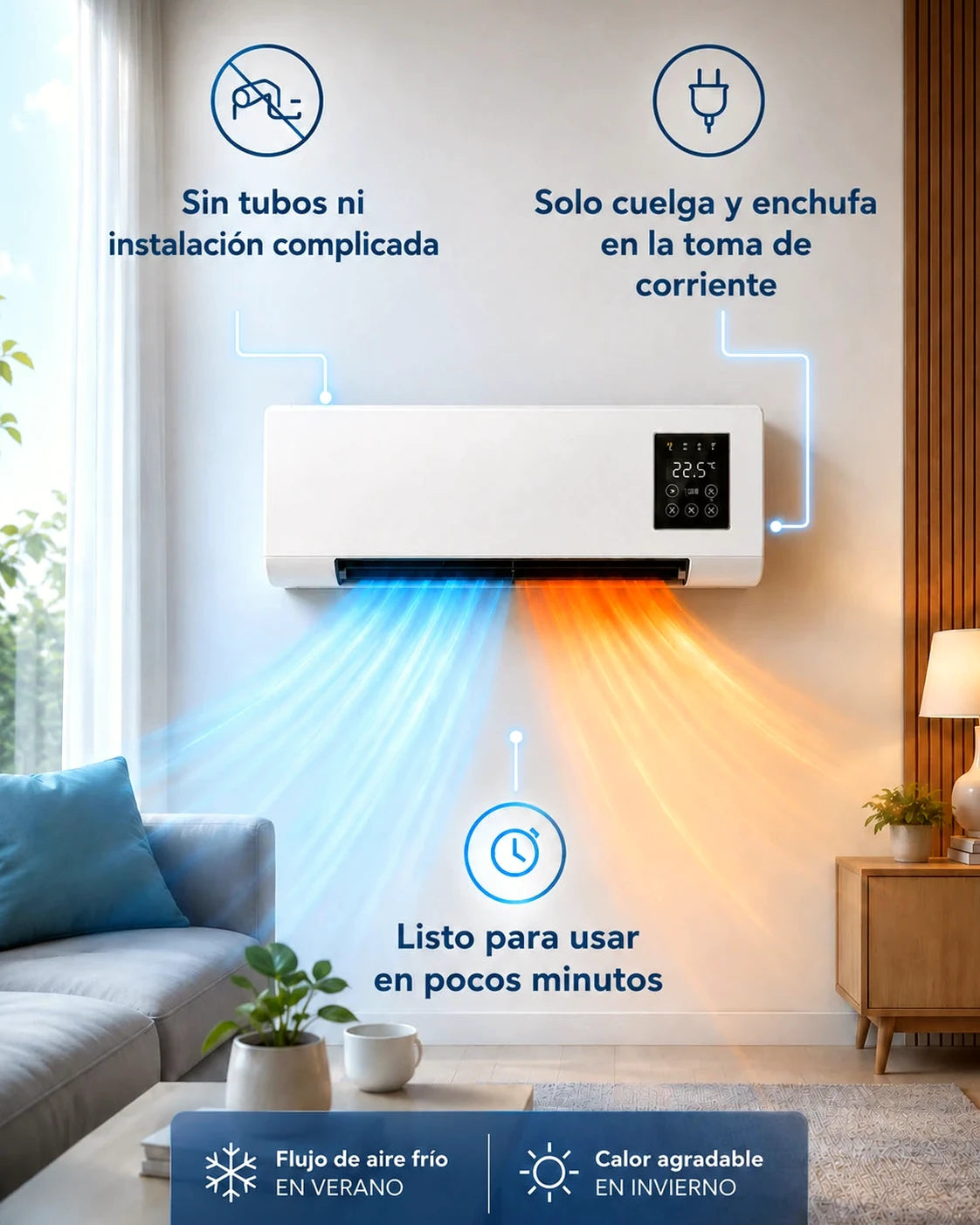 Aire acondicionado de pared sin tubos: solo se cuelga y se enchufa