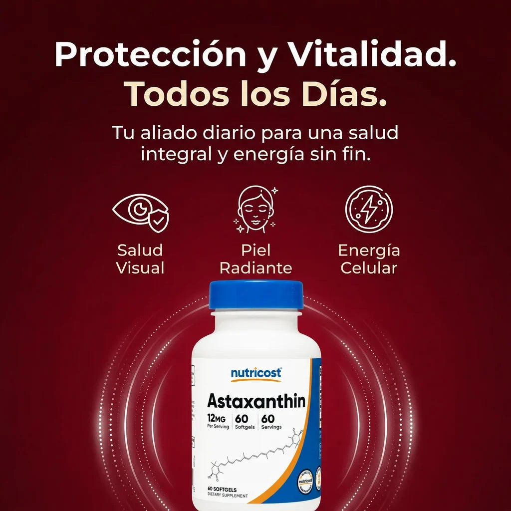 Compra 1 y Llévate 2 | Astaxantina Nutricost 60 cápsulas