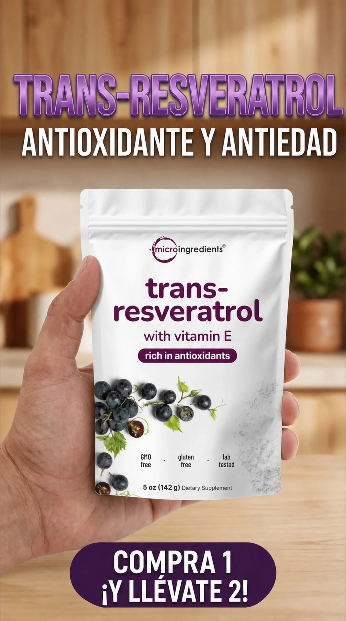 Compra 1 y Llévate 2 | Trans-Resveratrol Micro Ingredients