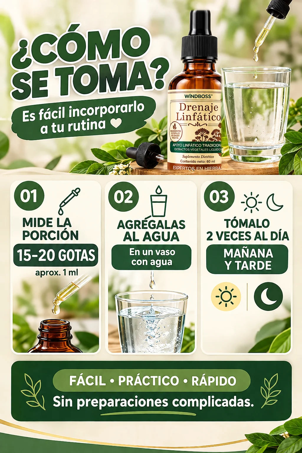 Compra 1 y Llévate 2 - Gotas de Drenaje Linfático WINDBOSS™ 60 ml