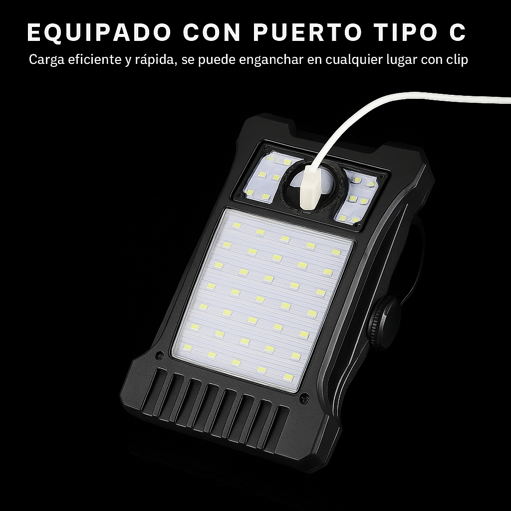 Luz LED Clip con Sensor y Carga Solar – Ilumina sin cables ni enchufes
