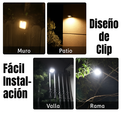 Luz LED Clip con Sensor y Carga Solar – Ilumina sin cables ni enchufes