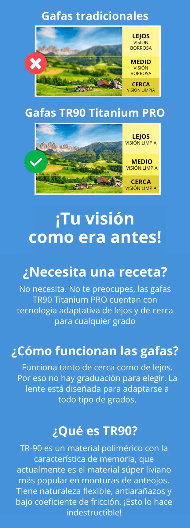 Gafas tradicionales contra lentes con enfoque automático